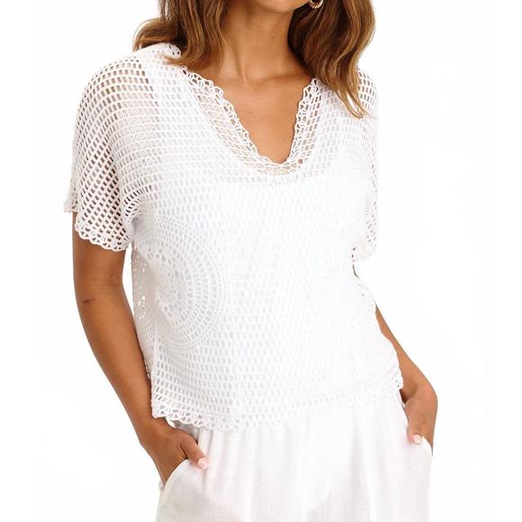 NEW XCVI kirsten crochet top in white - Picture 1 of 4
